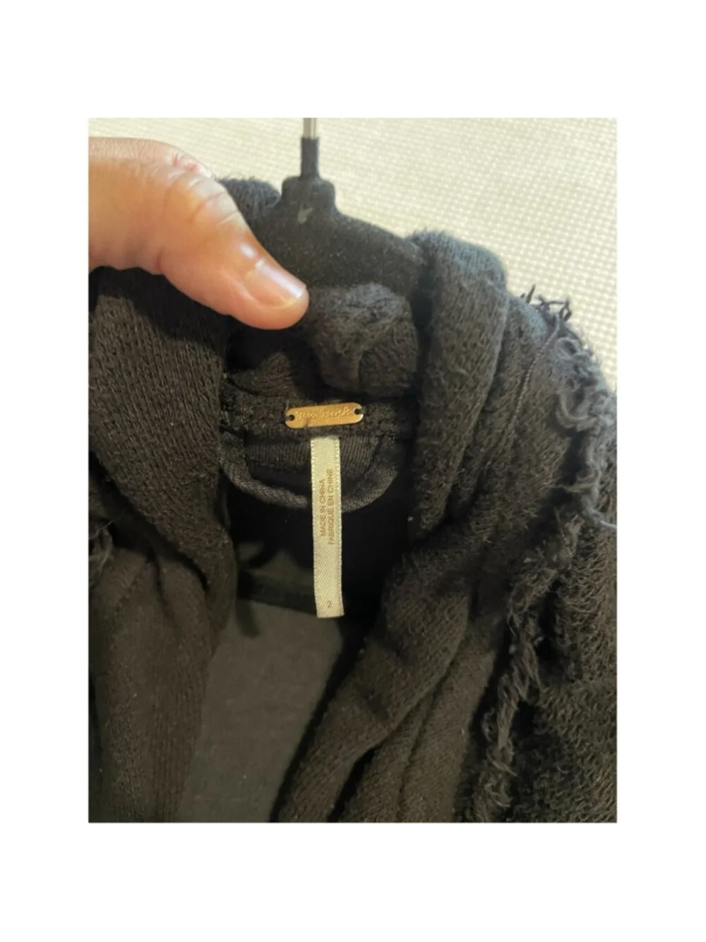 Free People Coated Denim Drape Lagen Look Moto Jacket Black Waterfall Collar 2